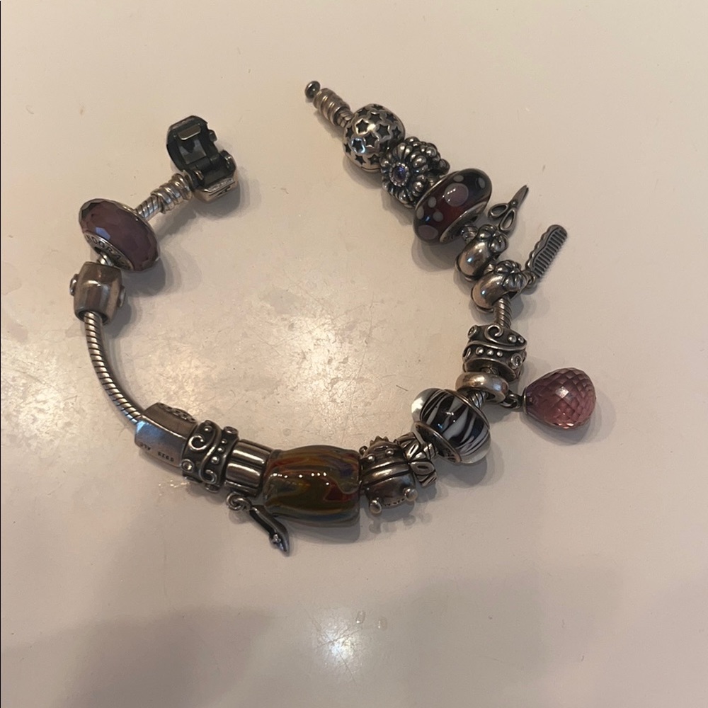 Elegant Silver and Purple Charm Bracelet